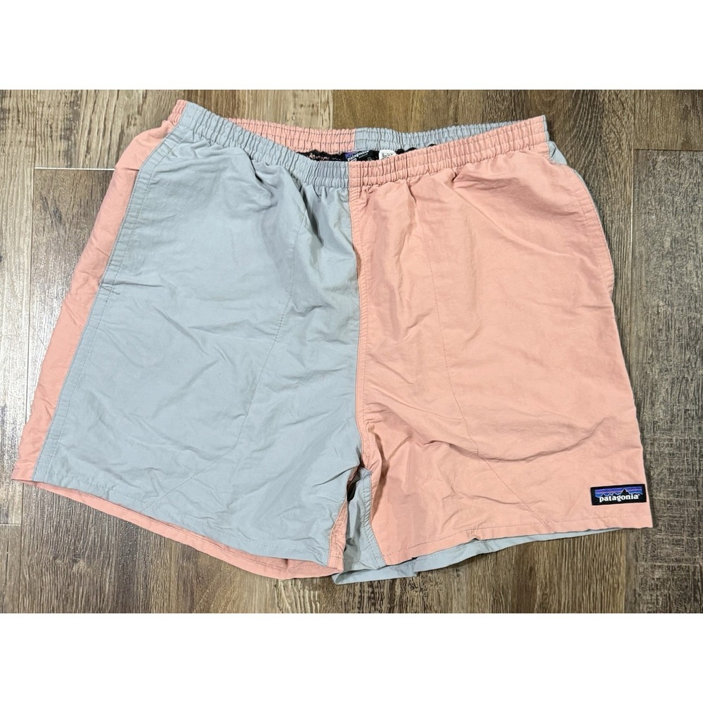 Patagonia Baggies Shorts Mens Medium Harlequin Sunfade Pink Colorblock 5" Lined